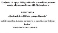 Najava radionice "Osnivanje i rad Kluba za zapo&scaron;ljavanje"